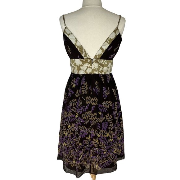 OC Silk Party Cocktail Dress Size 10 Brown Purple Gold Sleeveless - Picture 2 of 10